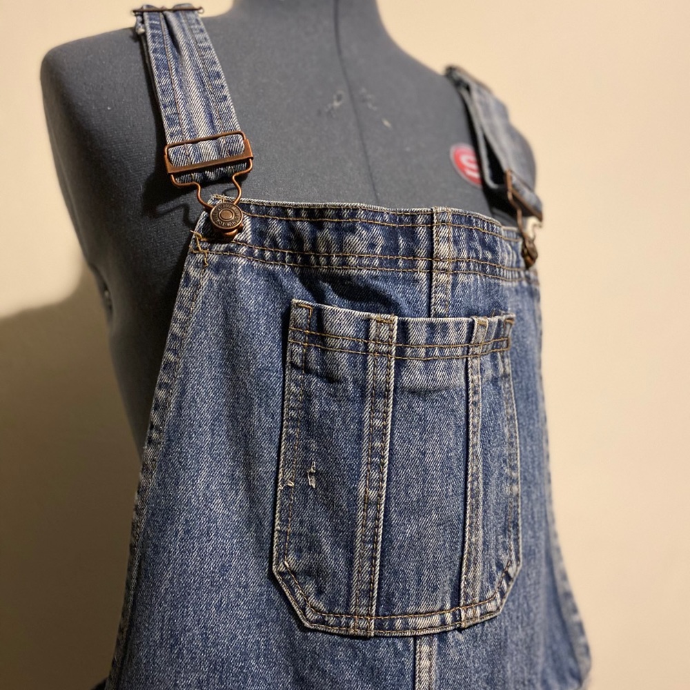 Denim overall shorts